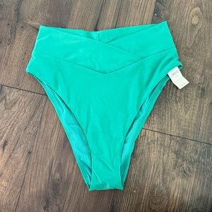 Aerie Women NWT Teal High Waisted Overlap Swimsuit Bottoms Size Medium